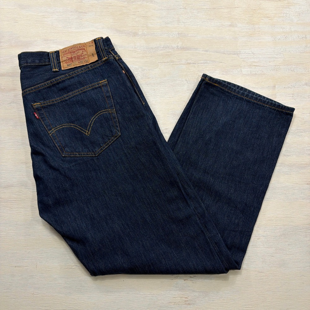 Y2K Levi's Jeans 501 Original Straight Leg Button Fly Dark Wash Blue W40 L32